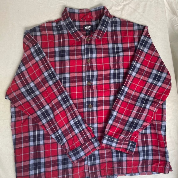 Lands End Soft Flannel 100% Cotton Button-Down Shirt, XXL - Picture 1 of 4